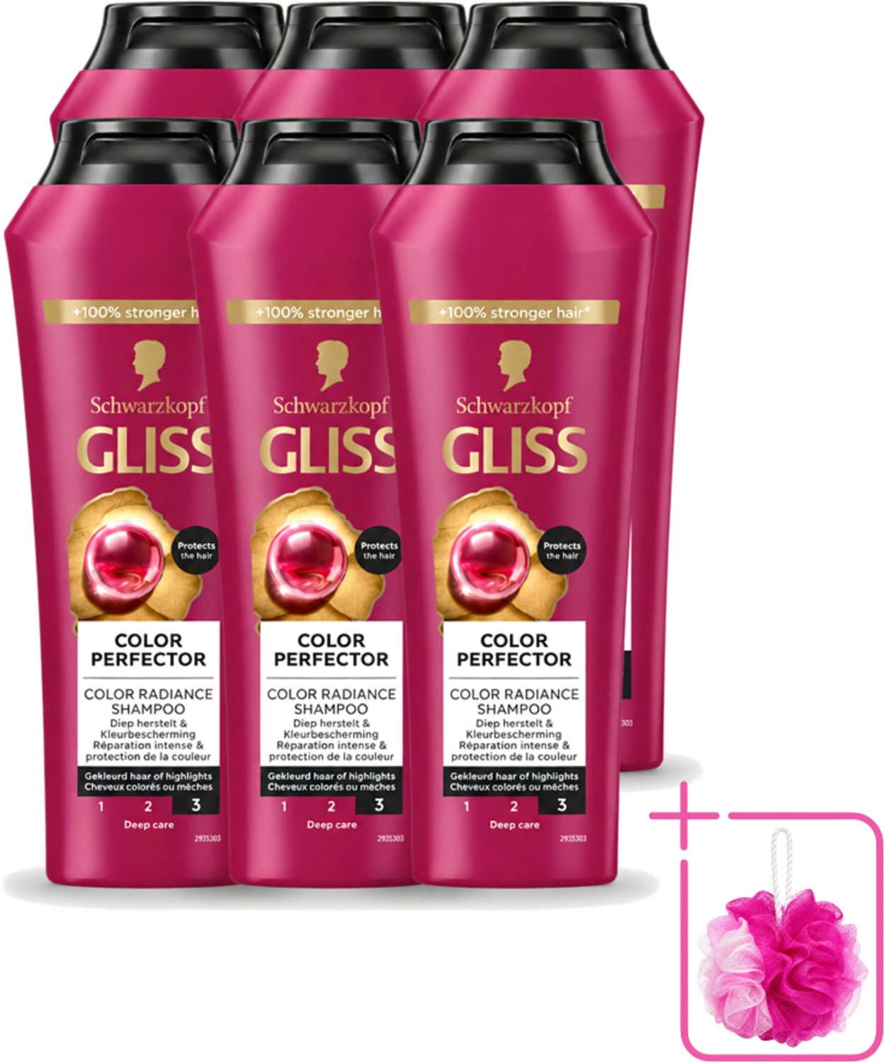 6 x Gliss - Shampoo - Color Protect & Shine - Voor Langdurige Kleurbehoud - 250 ml - Bulkverpakking - Kleurbehoud - Douchemop - Glans
