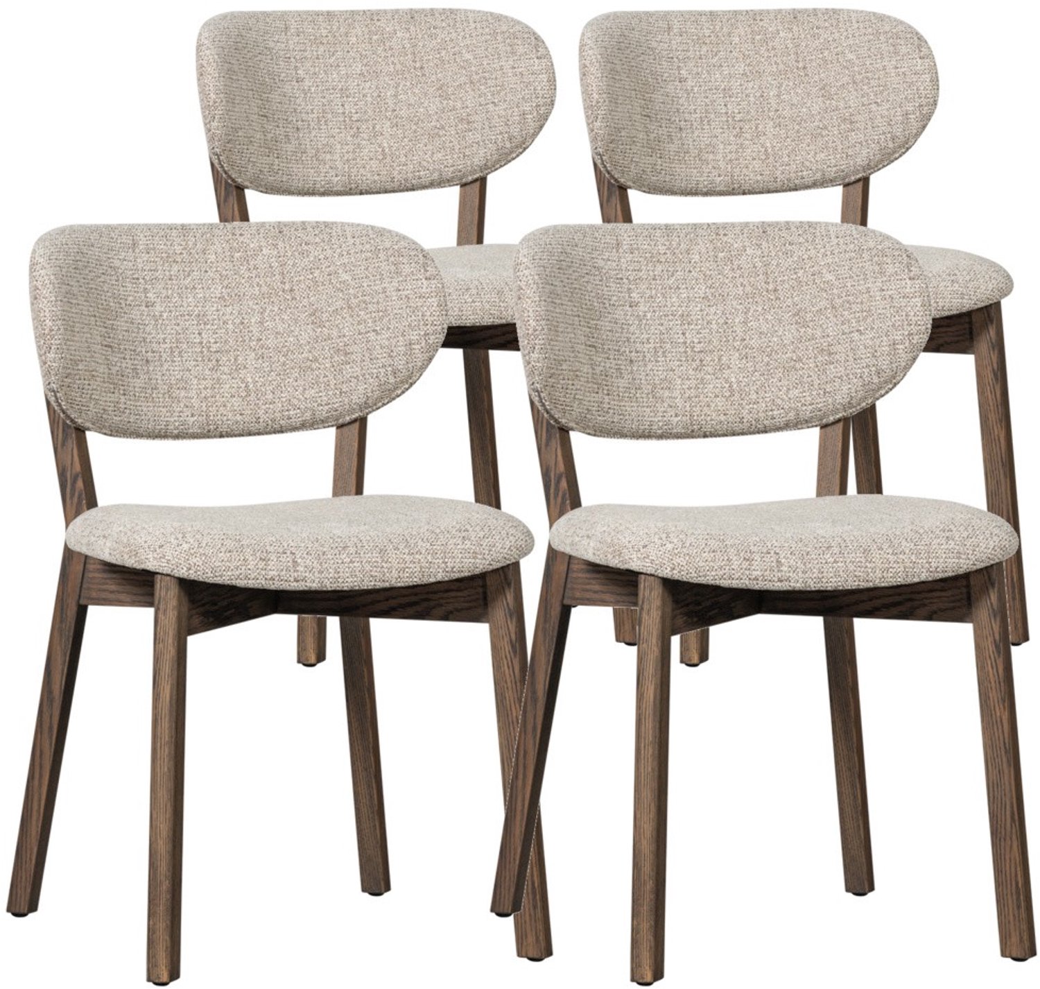 DS4U - - Quinn eetkamerstoel - Set van 4 - Beige / donkerbruin hout - Hout - Met armleuning