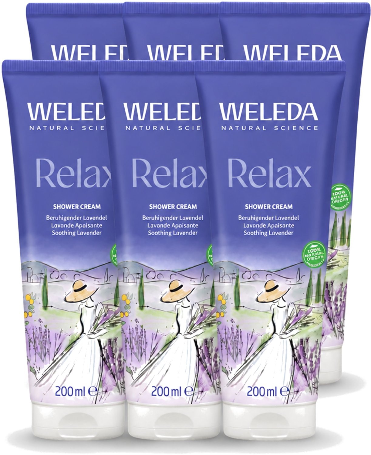 6 x WELEDA - Douchecrème Aroma Shower Relax - 200 ml - Voordeelverpakking - 6 stuks