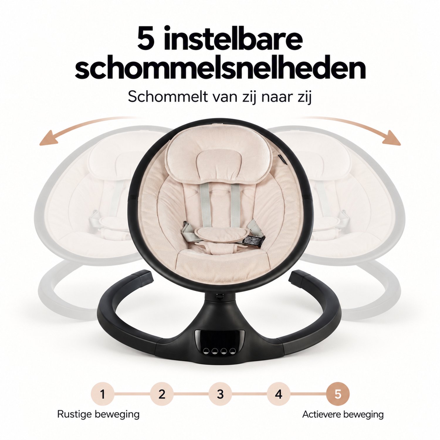 X Adventure Rocco Elektrische Wipstoel Baby – Babyschommel & Baby Swing – Bluetooth & Afstandsbediening – Beige – foto 4