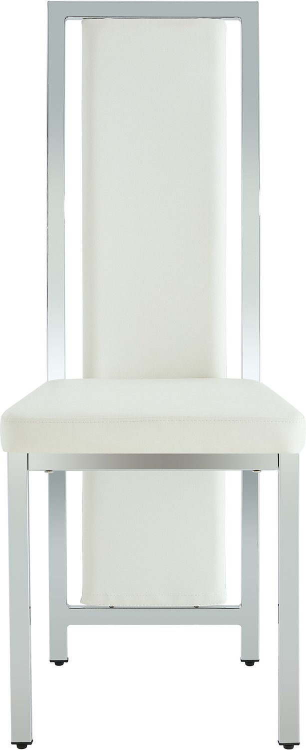 SONNENH Eetkamerstoelen set van 2 - Wit PU-kunstleer - Zilverkleurig metalen frame - Hoge rug - 109 cm hoog Wit met zilverkleurig frame