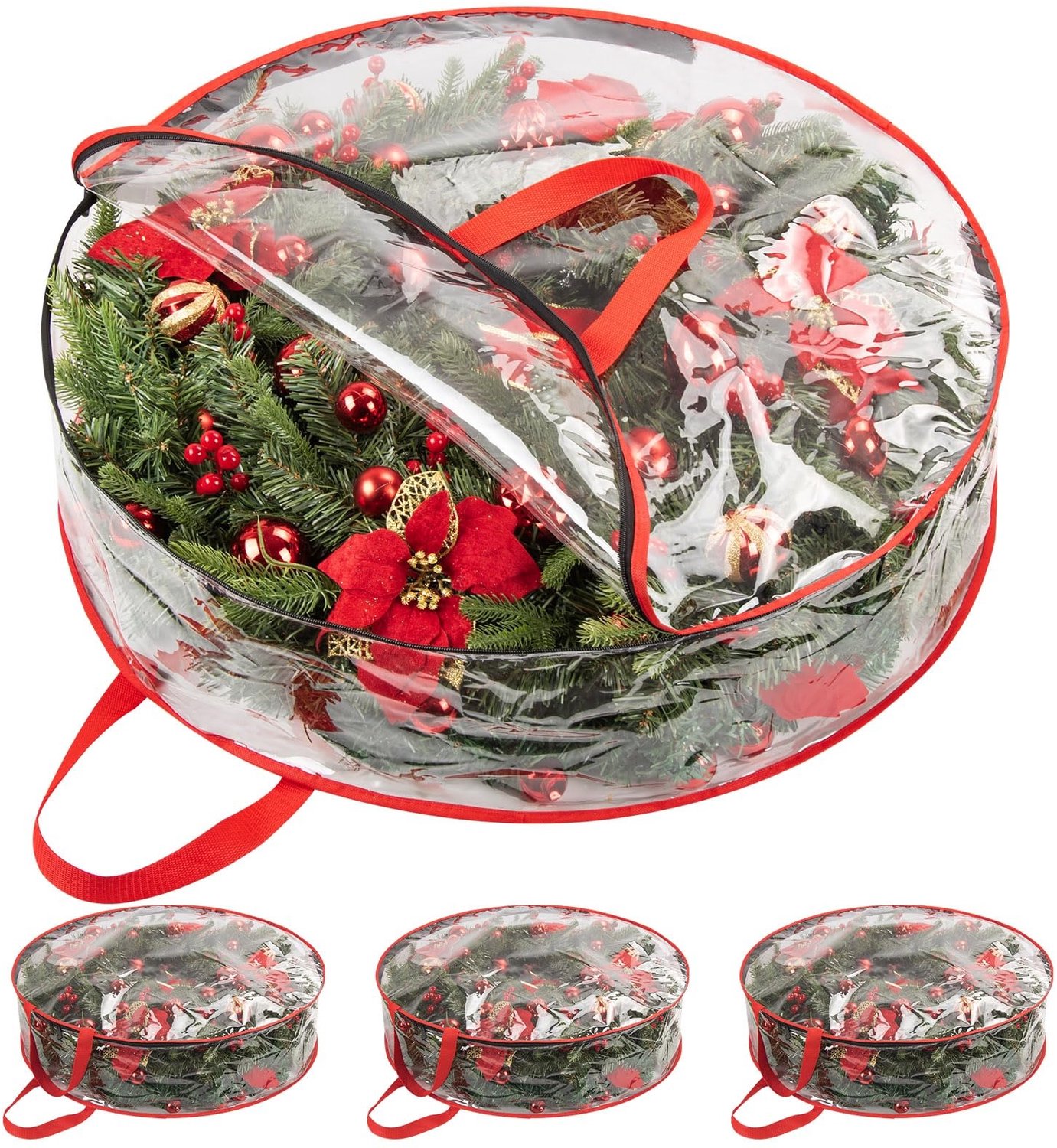 Famanu – Set van 3 waterdichte opbergzakken voor kerstkransen, 76x20 cm, PVC