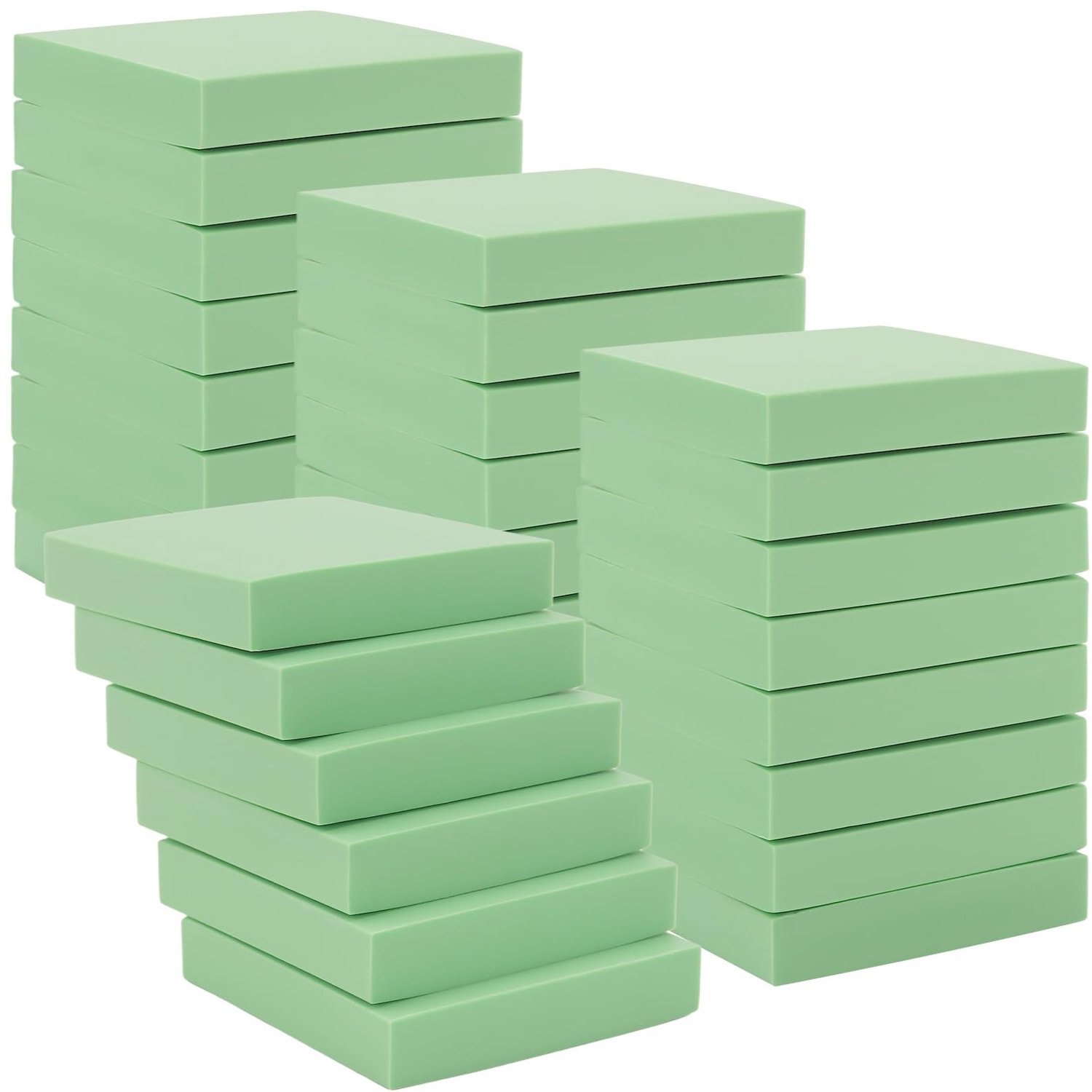 Famanu – Groene linoleum stempelblokken, set van 30, voor printmaking en ambachten