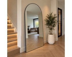 Mølin Mirrors - 200x100 - Zwart - Grote Staande Spiegel - Boogspiegel - Passpiegel - Wandspiegel - Geschikt voor slaapkamer en woonkamer