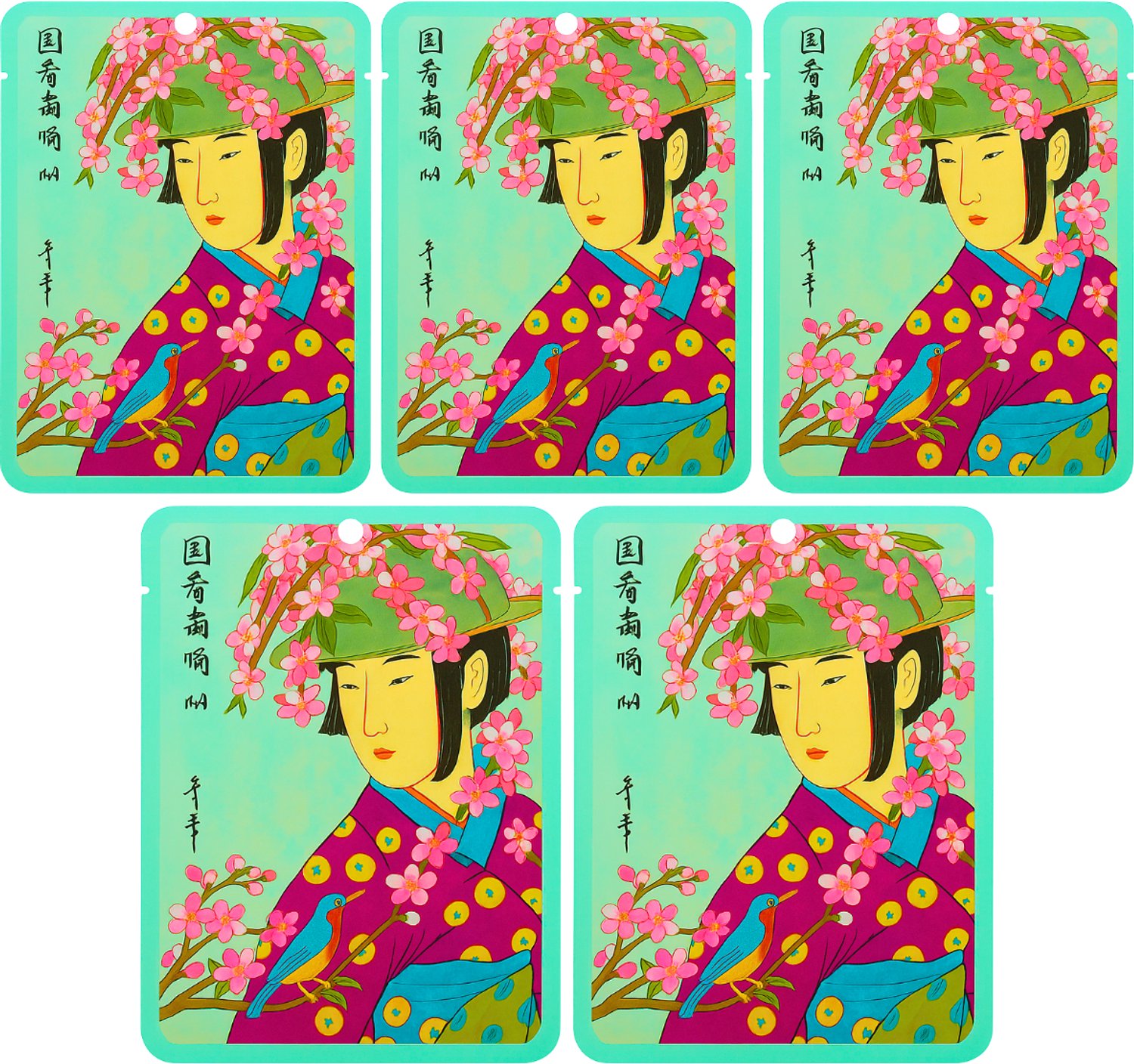 MITOMO Gezichtsmasker Aloë Vera & Kersenbloesem - Anti Rimpel & Anti Aging Sheet Mask - Gezichtsverzorging - 5 Stuks