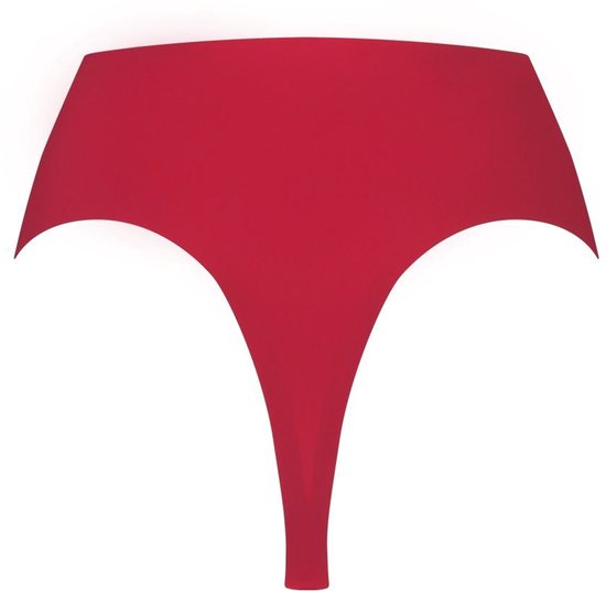 Rode high-waist string met naadloze afwerking.