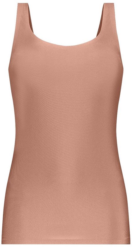 Roestbruin Ten Cate Secrets onderhemd met brede bandjes en een ronde hals.