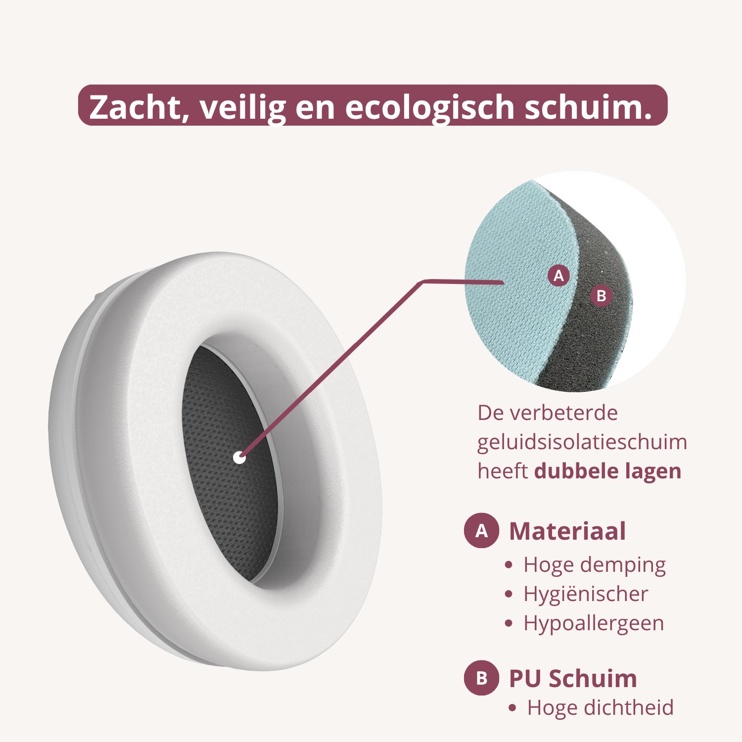 Youha Gehoorbescherming voor Baby's en Peuters - 2-in-1 Gehoorbeschermingsset - Geschikt van 0 tot 4 Jaar - Anti-Slip en Klitterband - Beige – foto 3