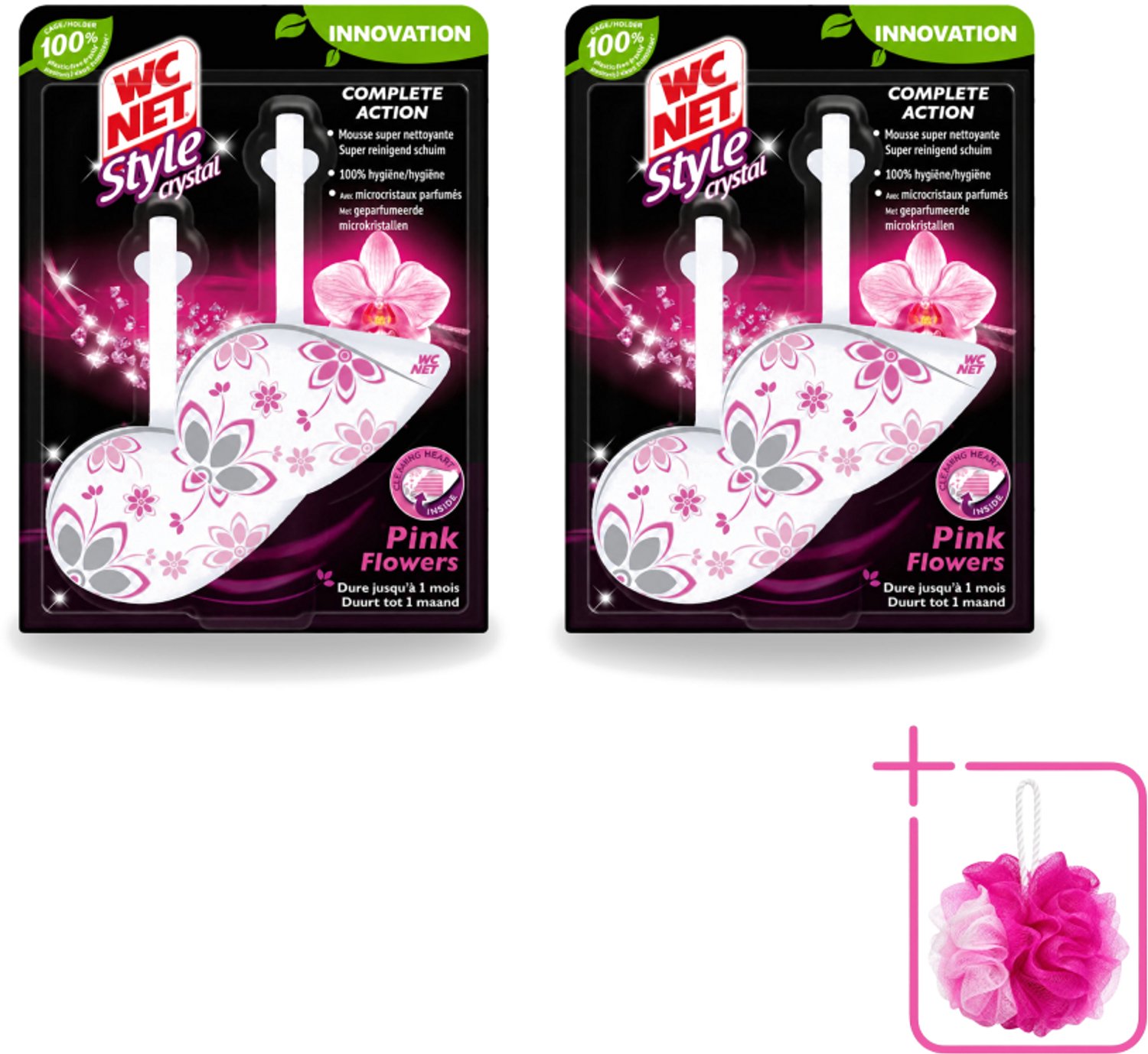 2 x WC Net - Toiletblok - Frisse Bloemen - 2 Blokjes - Bulkverpakking - WC net - Douchemop - Toilet net