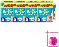 12 x Pampers - Active Baby - Luiers - Maat 5 (11-16 kg) - Zachte Pasvorm - 64 Luiers - Bulkverpakking - Luiers voor baby - Douchemop - Droge huid