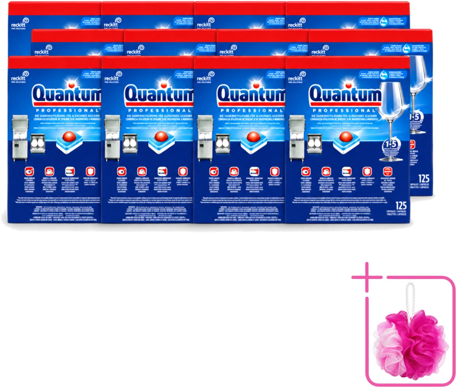 12 x Finish – Vaatwastabletten – Quantum Pro All-in-One – 125 Capsules - Bulkverpakking - Vaatwastabletten - Douchemop - Professionele vaatwasser