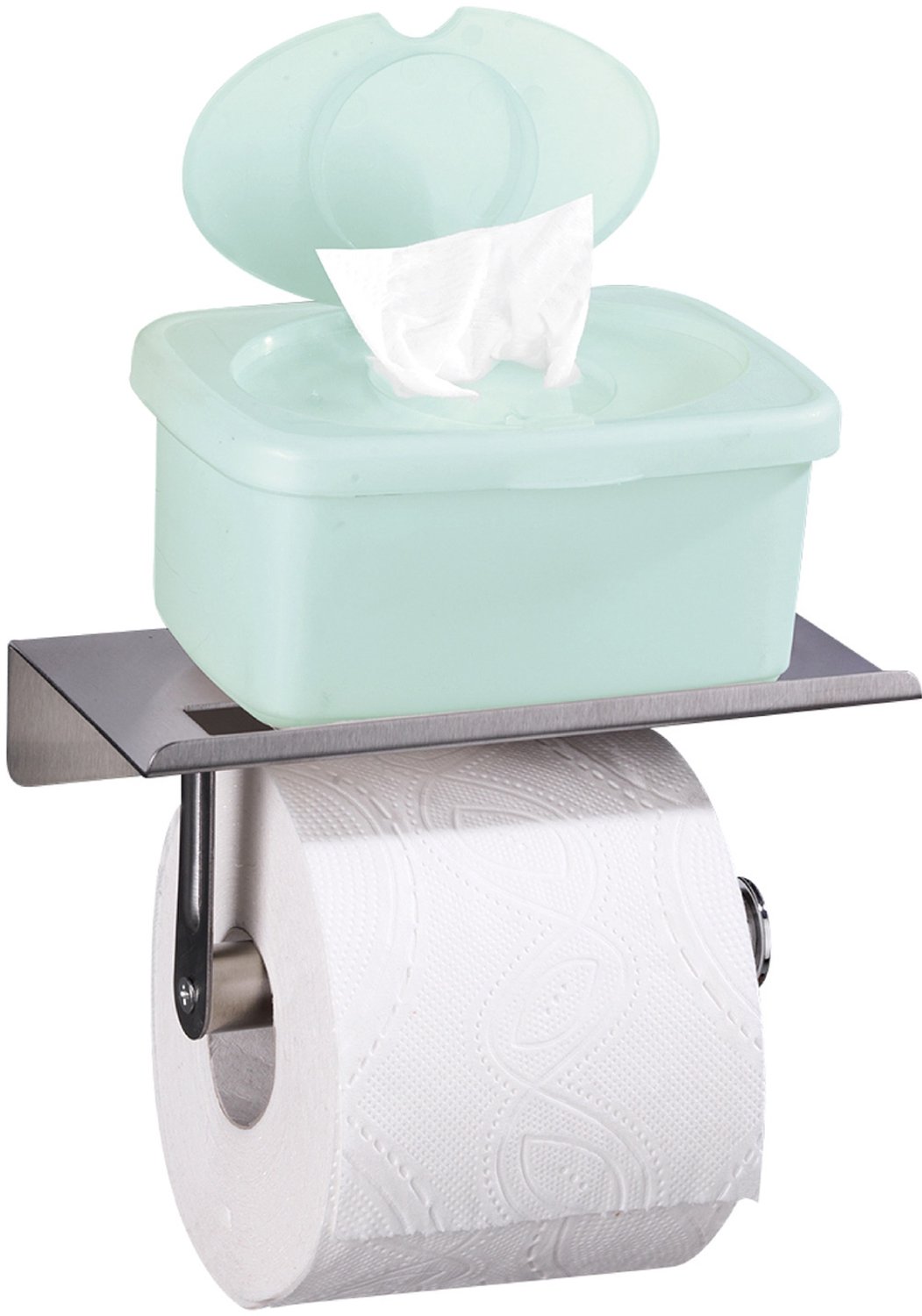 Maximex - Toiletrolhouder met plank, roestvrij staal