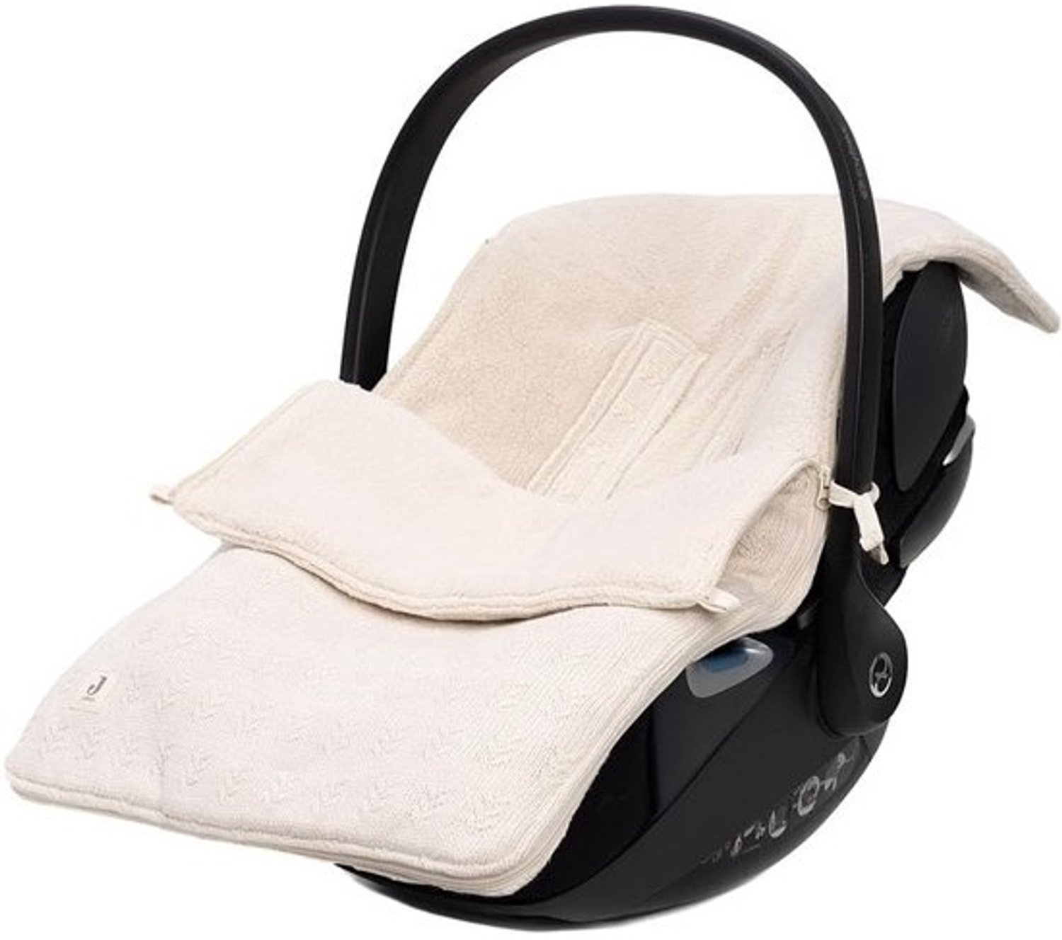 Universele gebreide voetenzak van katoen met fleecevoering voor Maxi Cosi en kinderwagen - Licht beige
