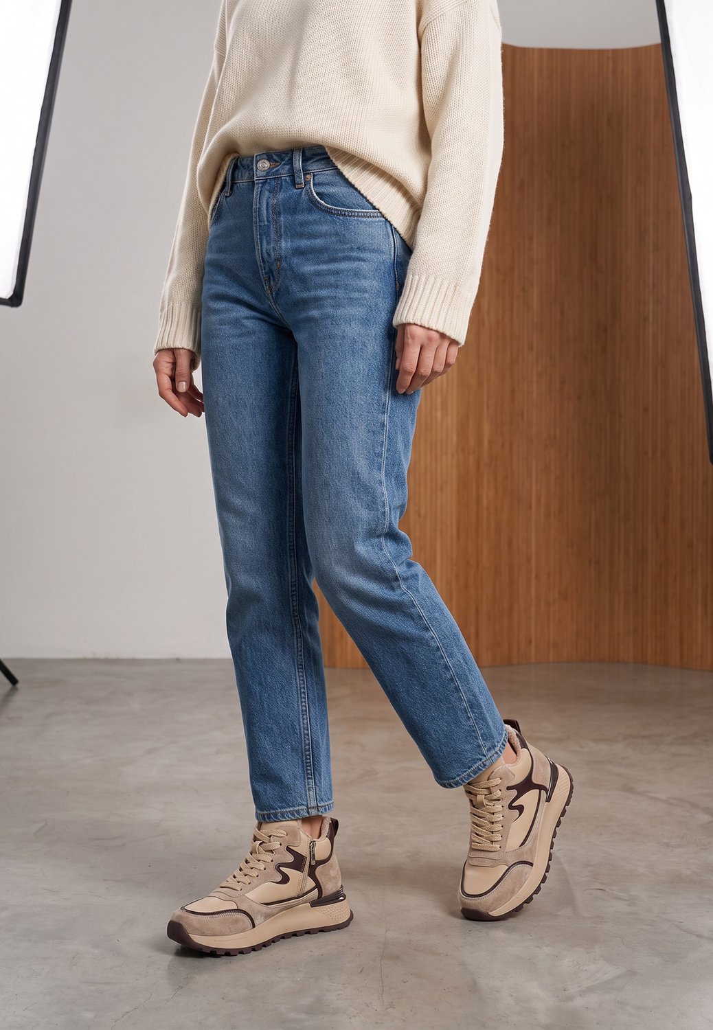 Beige-bruine sneakers tot de enkel - Maat 38