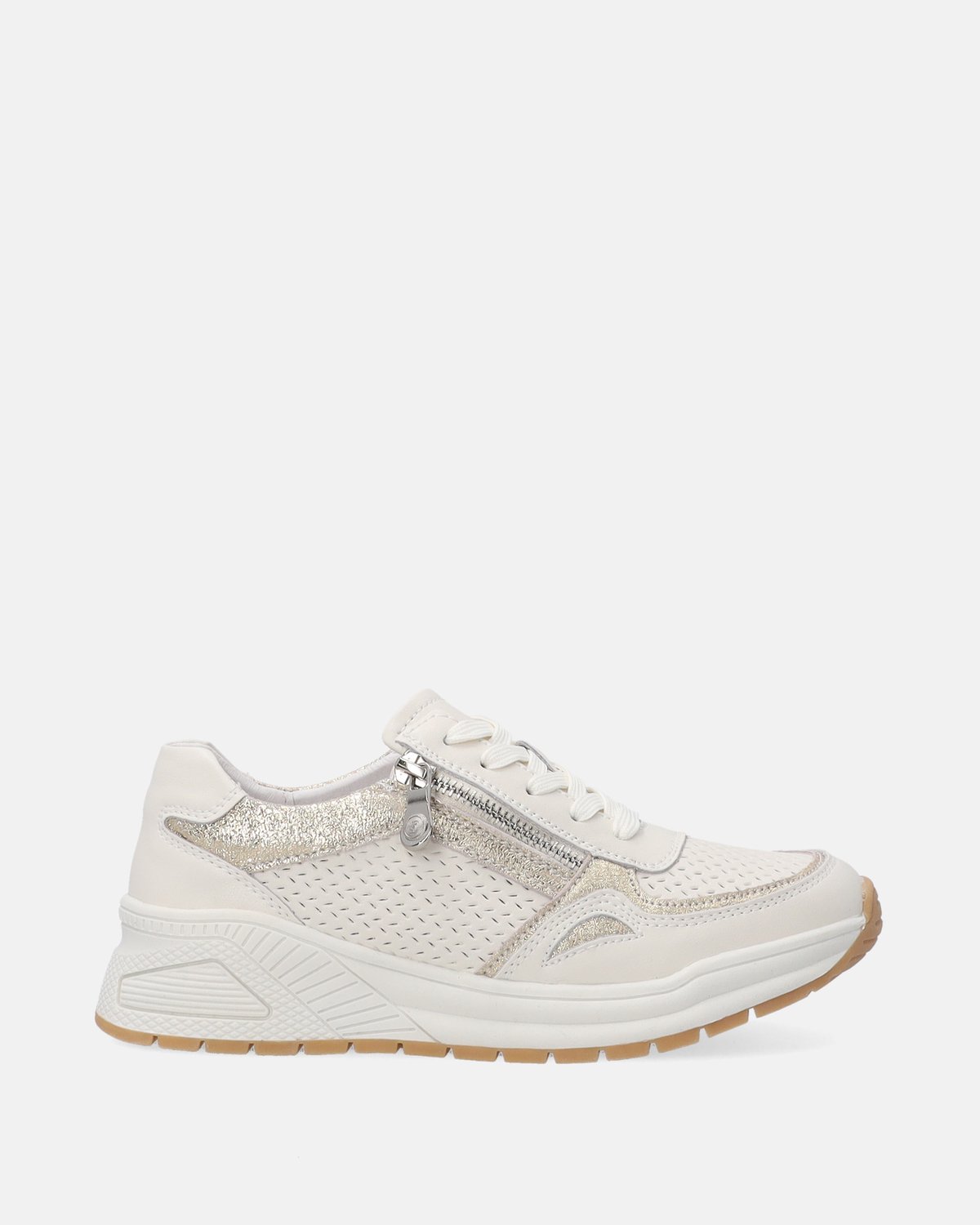 Beige sportschoenen - Lage modellen - Gouden afwerking - Dames