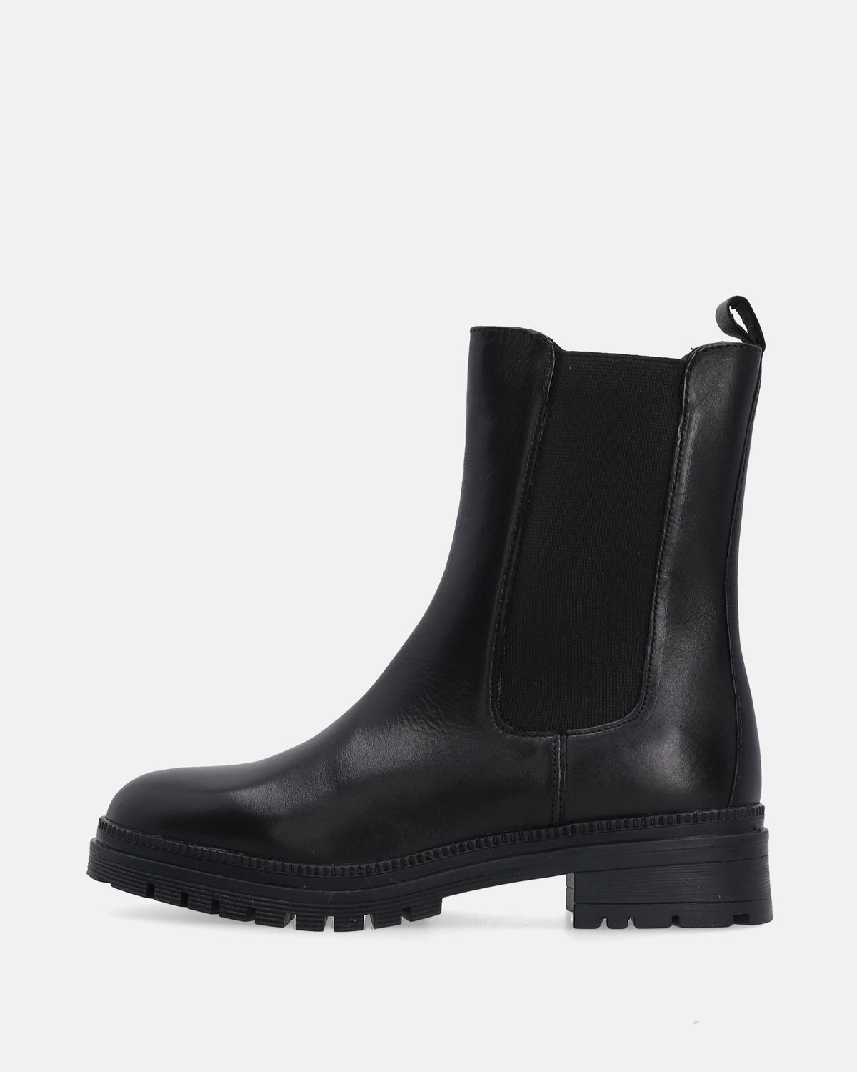 Leren Gevoerde Chelseaboots - Zwart - Hak 4 cm