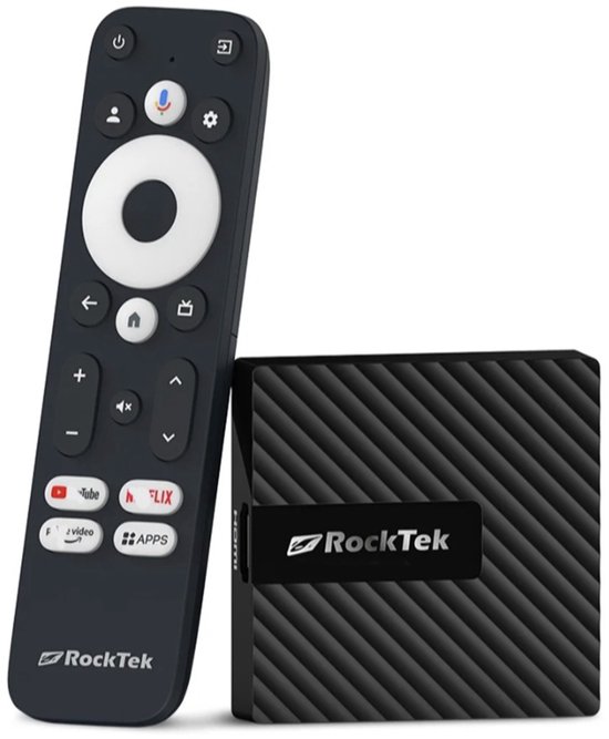 RockTek GB1 – 4K Google TV Dongle met Chromecast – 2GB RAM/32GB eMMC – Android 14 – Dolby Vision & Atmos – Wifi 5 – Google & Netflix gecertificeerd