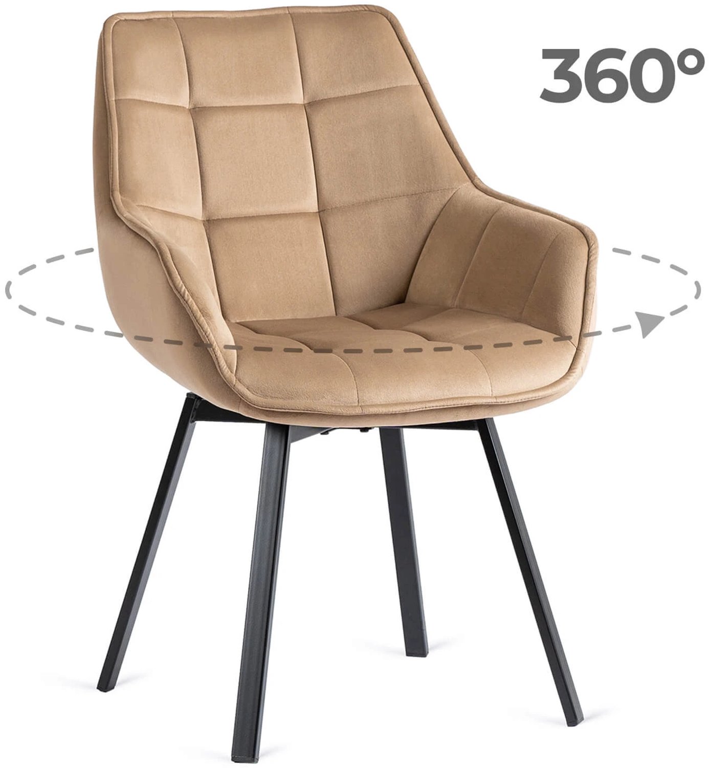 Mebel Elite Eetkamerstoel Luna set van 4 beige Beige;Zwart