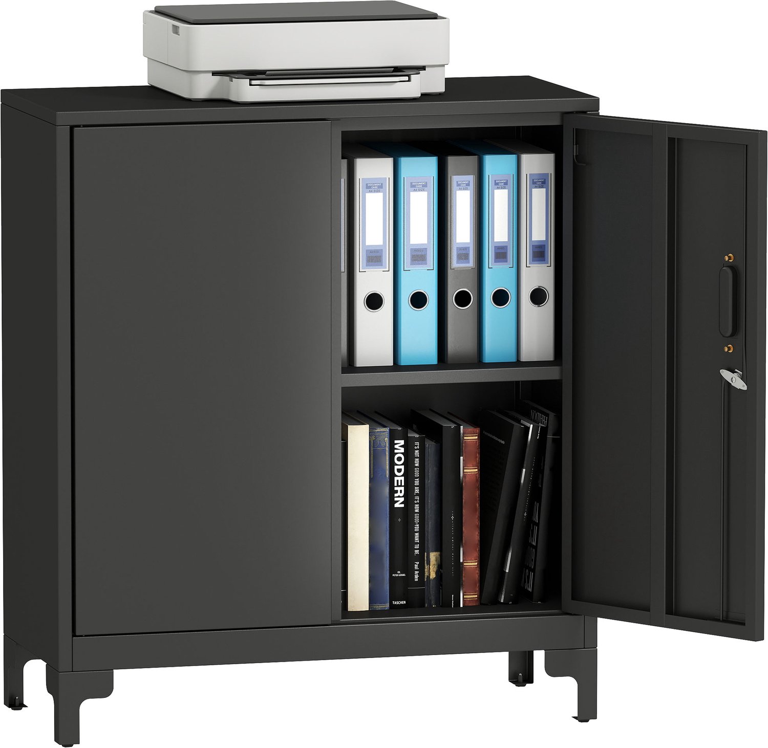 HOMCOM archiefkast - Metaal - 80x35x91cm - Zwart