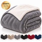 Komfortec Sherpa Fleece Deken - Bankdeken - 240x220 cm – Grijs