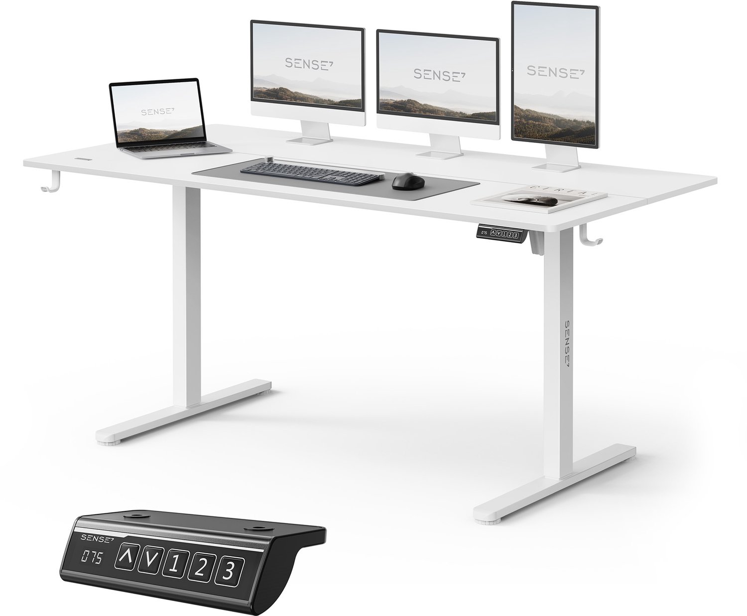 SENSE7 NOJO LIGHT - Elektrisch Verstelbaar Bureau - 160x80 cm - Geheugenfunctie - Zit Sta Bureau - Computertafel - Wit