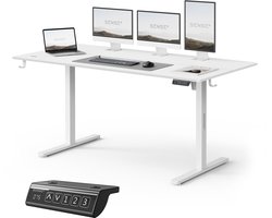 SENSE7 NOJO LIGHT - Elektrisch Verstelbaar Bureau - 160x80 cm - Geheugenfunctie - Zit Sta Bureau - Computertafel - Wit