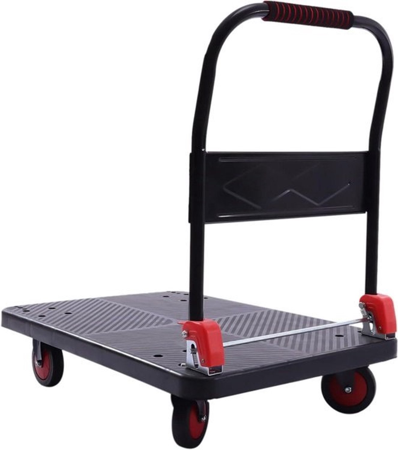 Opvouwbare platformwagen - Stevige transportkar - Voor zware lasten - Stalen frame met antislip - 400 kg - Zwart