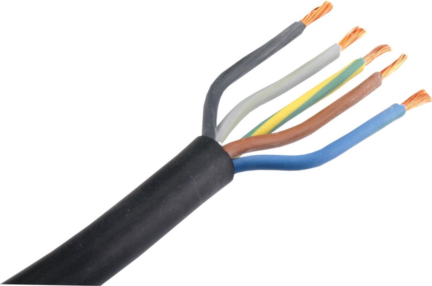 10 meter - 5x2,5 mm2 - Rubber - Kabel - H05RR-F - Safep touch - Made in Italy