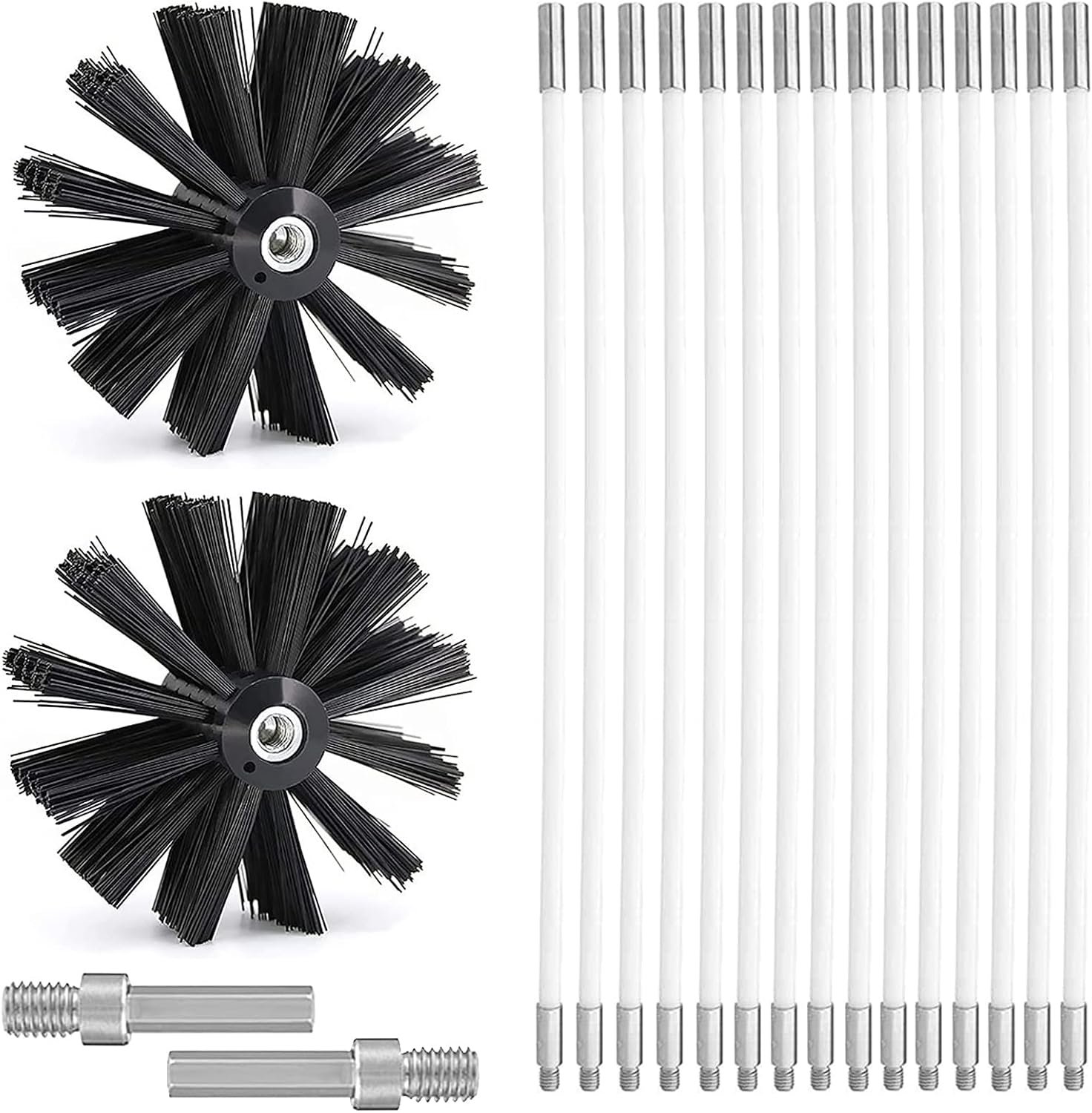 Schoorsteenreinigingsborstelset - 15 flexibele stangen - nylon borstels - eenvoudig en efficiënt reinigen - m-winkel