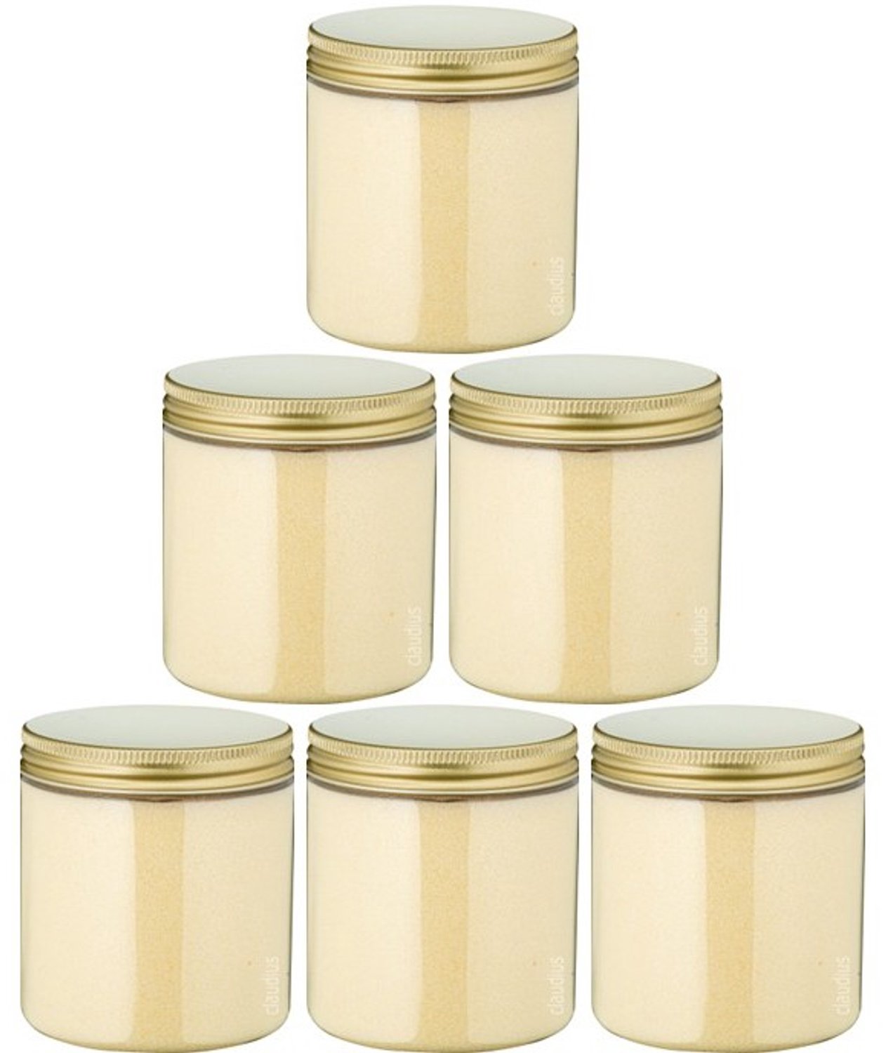 Claudius Scrubzout Vanille 300 gram - Pot met gouden deksel - set van 6 stuks - Hydraterende Lichaamsscrub - Body Scrub