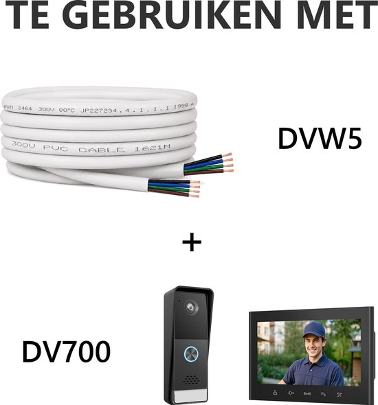 ELRO DVW5 4-Draads Intercomkabel 5 Meter – Geschikt voor ELRO DV700 & DV4000 Serie — afbeelding 2