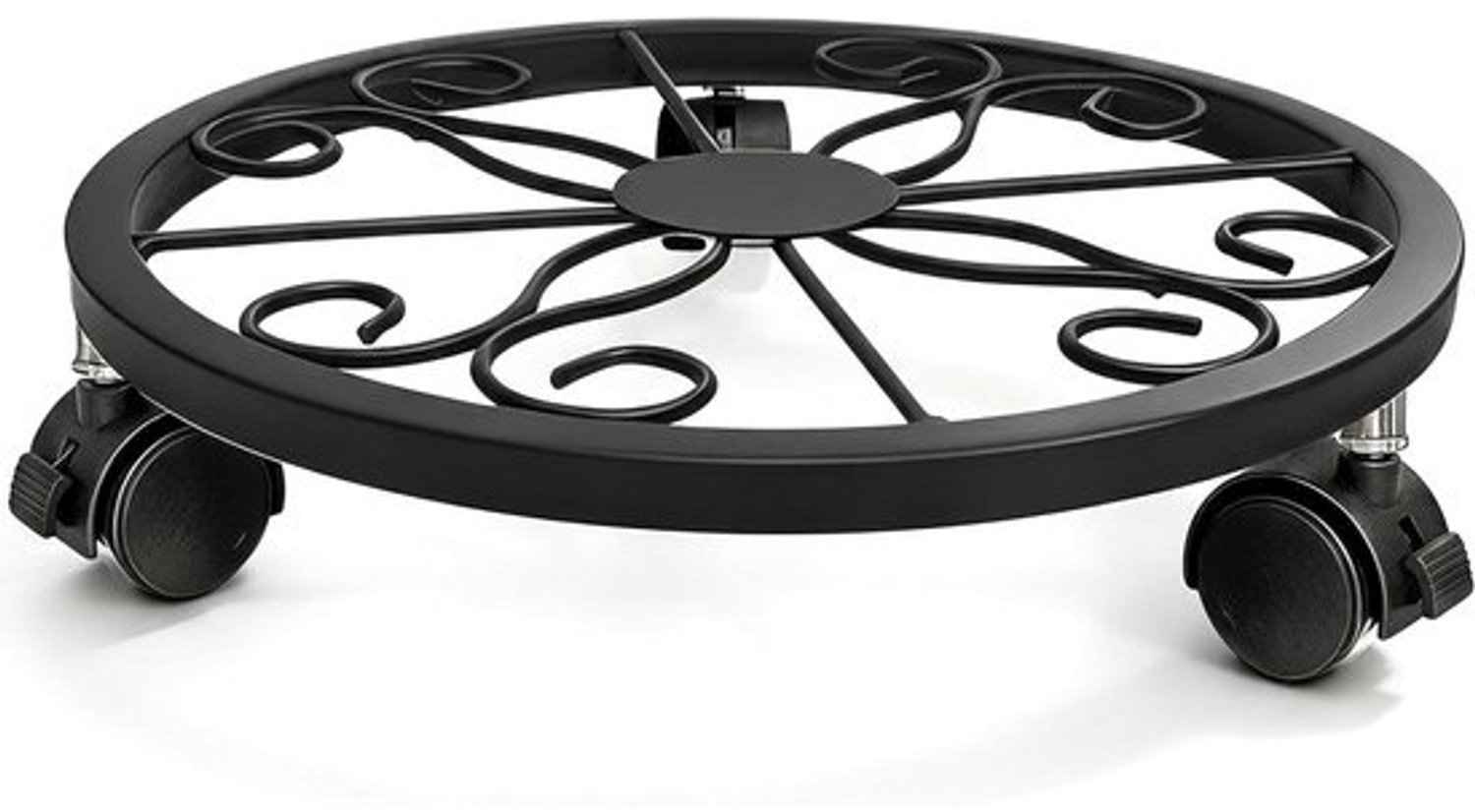 Plantenstandaard met wielen - Plantenroller - Planten verplaatsen - 360 graden draaibare wielen - 32 cm diameter - Zwart