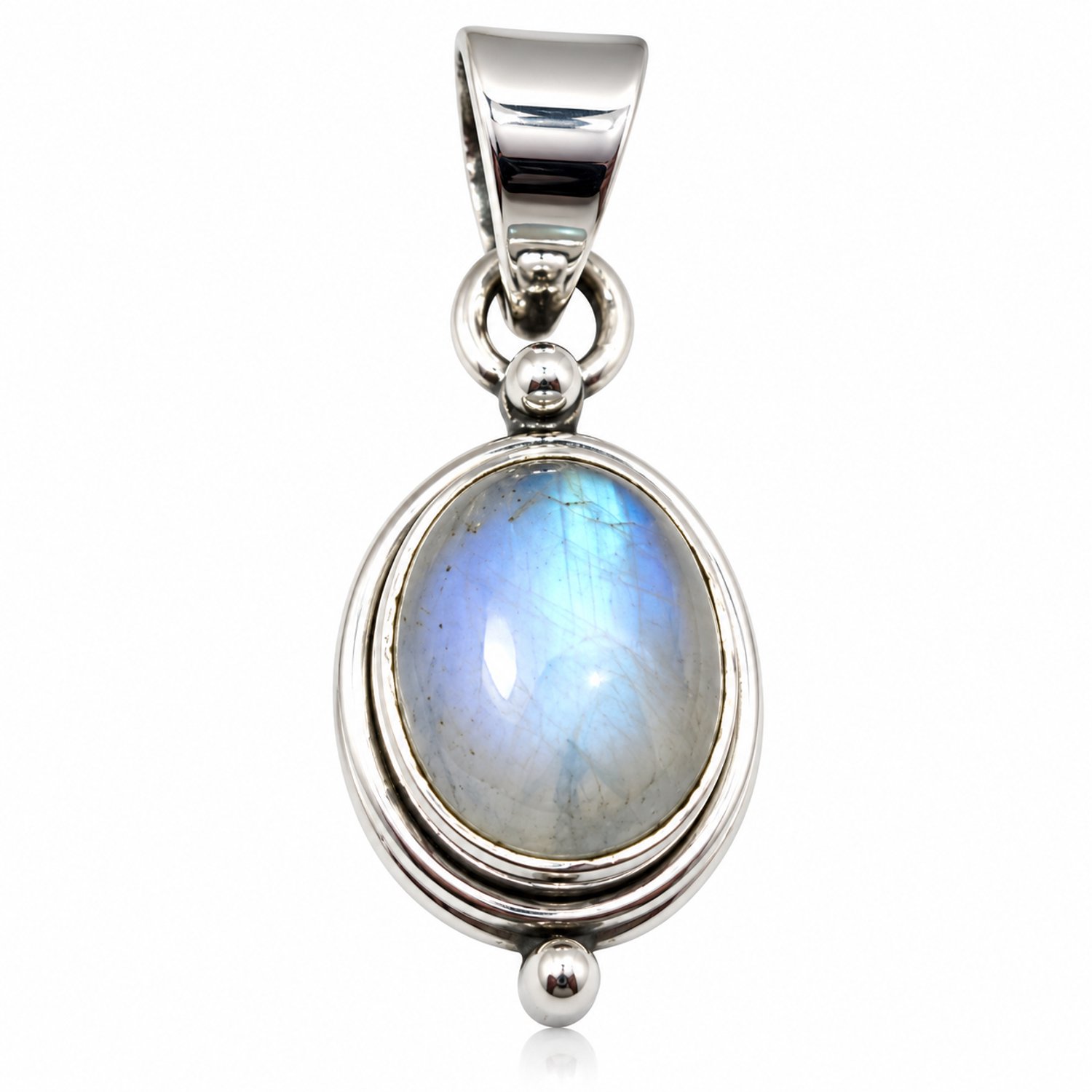 Natuursieraad - 925 sterling zilver maansteen hanger ovaal - luxe edelsteen sieraad - handgemaakt