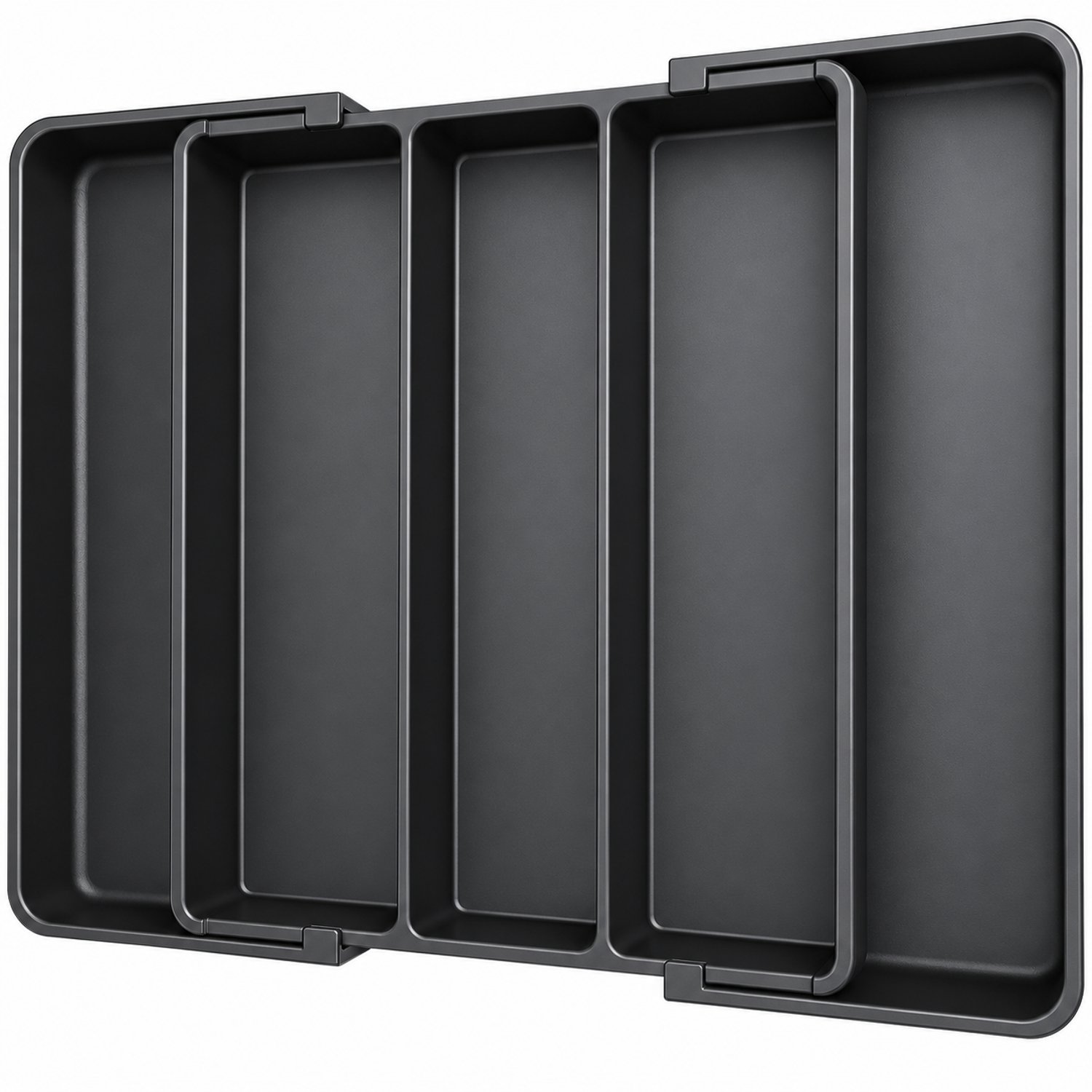 Somstyle Uitschuifbare Bestekbak - 33.5 / 57 x 38 x 5 CM - Besteklade Organizer - Bestekhouder met 5 Vakken - Zwart