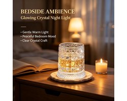 Spinning Whiskey Glas, 360 ° Roterende LED Base, Edelsteen, 10 oz, Edelsteen reliëf ontwerp, ouderwetse glas, voor bourbon scotch cocktails, huis bar partijen, unieke whiskey cadeau voor mannen