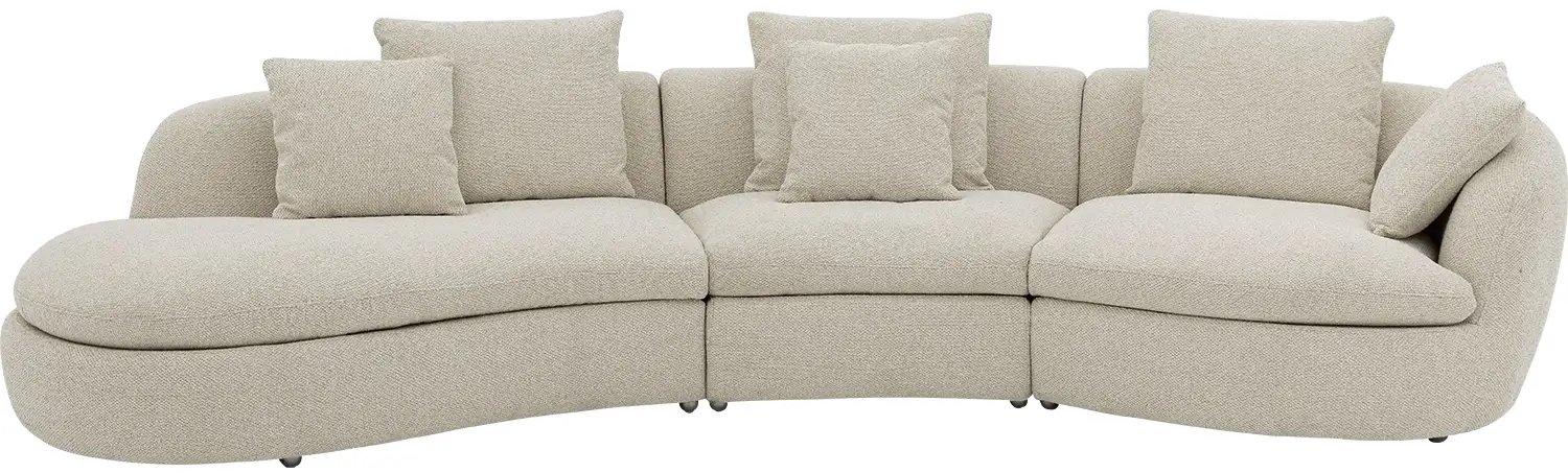 Goossens Hoekbank - Stof - Beige - 367 x 84 x 152 cm - Links