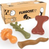 FURGOODS FurBone kauwspeelgoed - Nylon - Set van 4 stuks - Smaken Rund Kip Pindakaas Lam