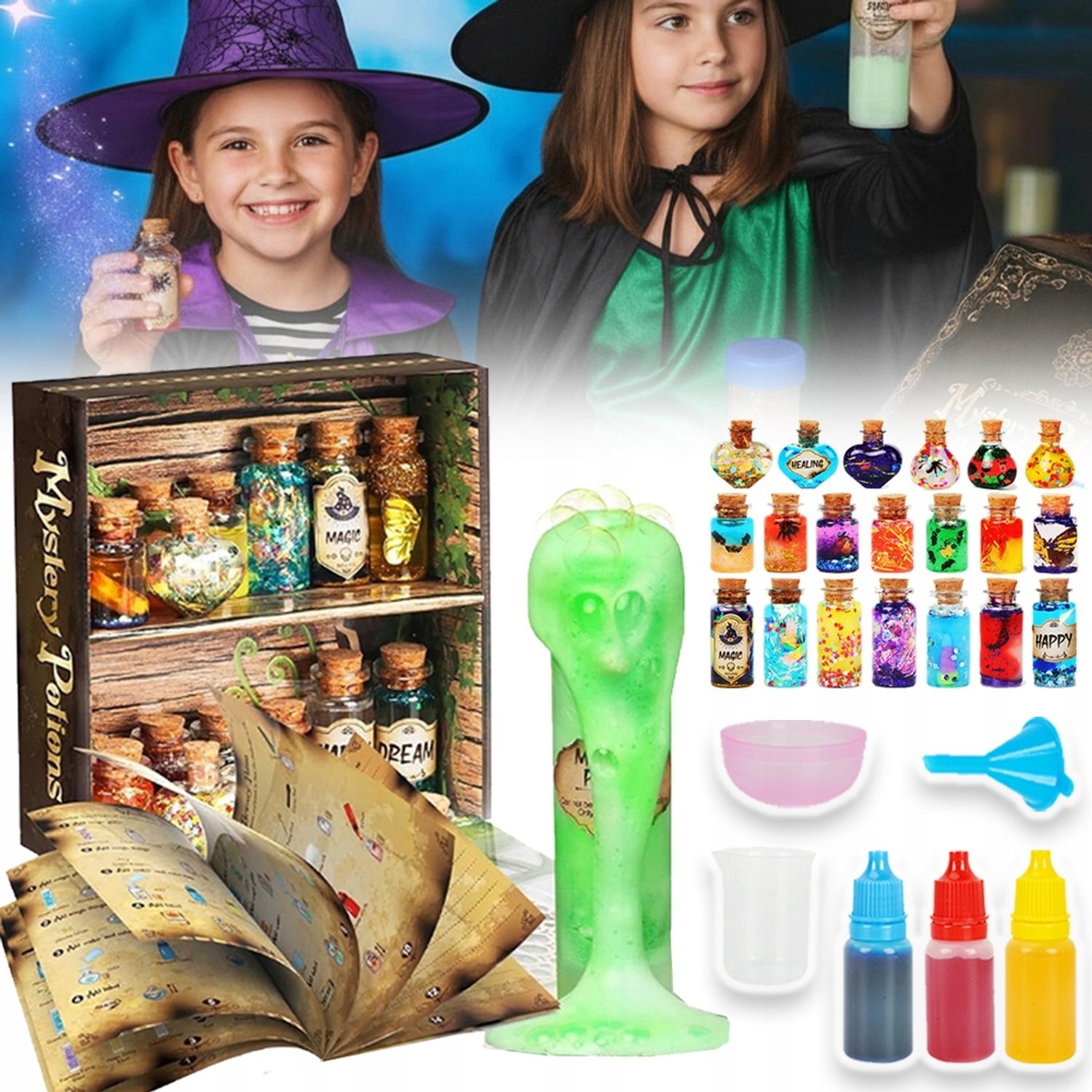Heksen Toverdrank Set voor Kinderen - 20 Flessen DIY Magische Potions - Met Receptenboek Etiketten Opbergbox - Perfect Halloween Kerstcadeau voor Meisjes & Jongens