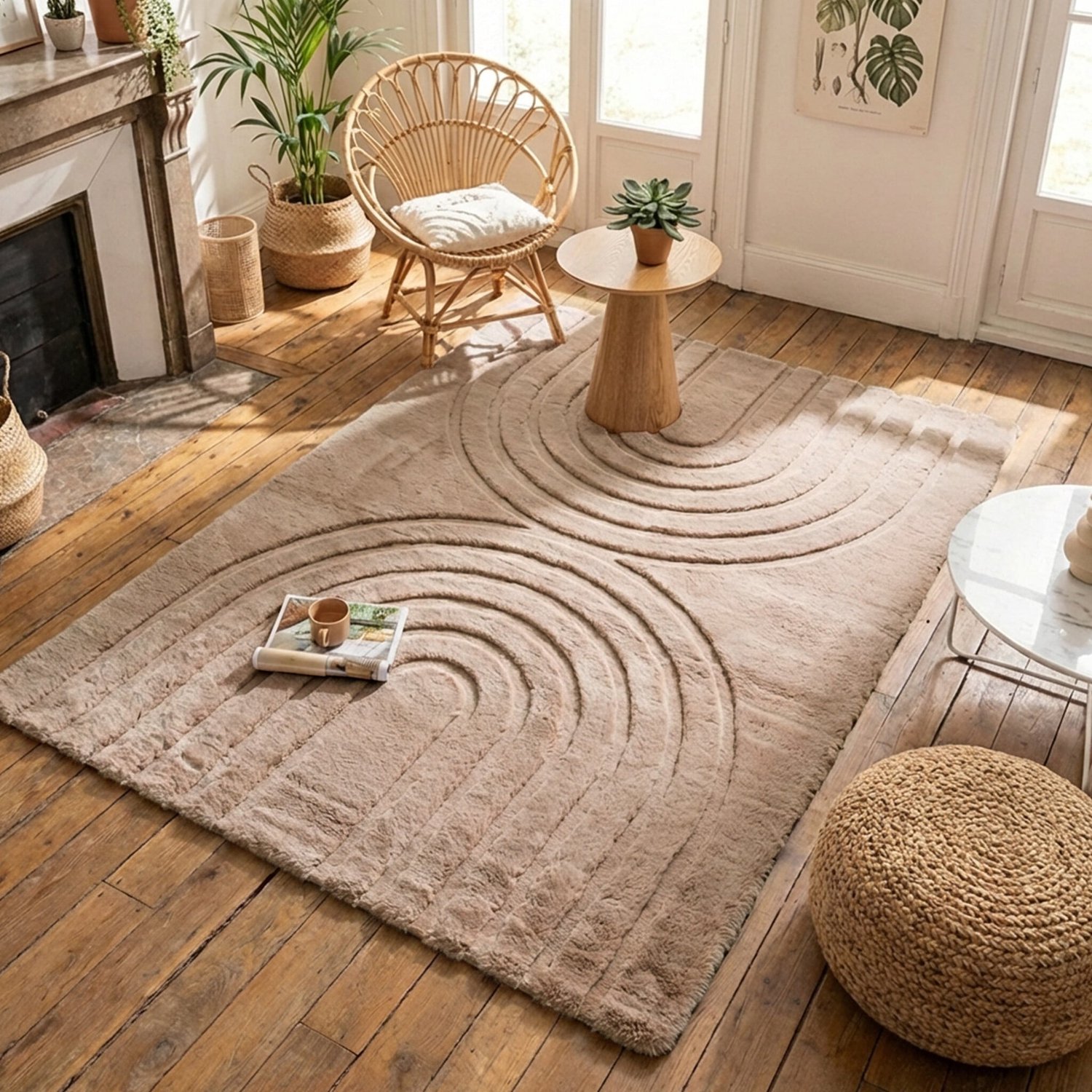 FRAAI Zacht hoogpolig vloerkleed - Carvy Arches Taupe - 160x230cm
