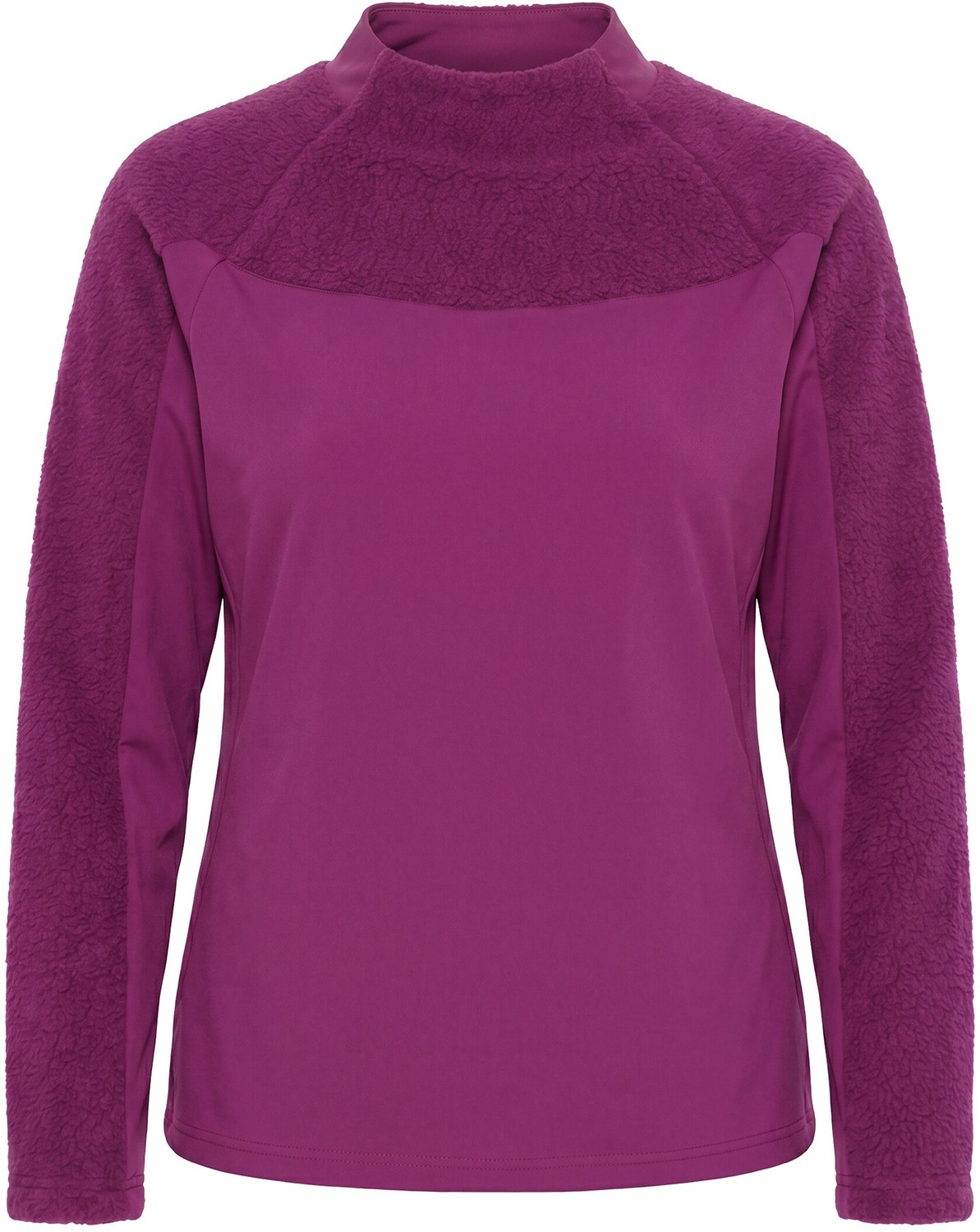 Ulla Popken - Dames - Sweatshirt teddyfleece opstaande kraag lange mouwen - Bessenroze - Maat 42+