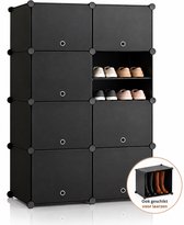Bellettini® Schoenenkast - Schoenenrek (Zwart) - Schoenenkast met deuren - Verstelbaar - Voor 32 schoenen
