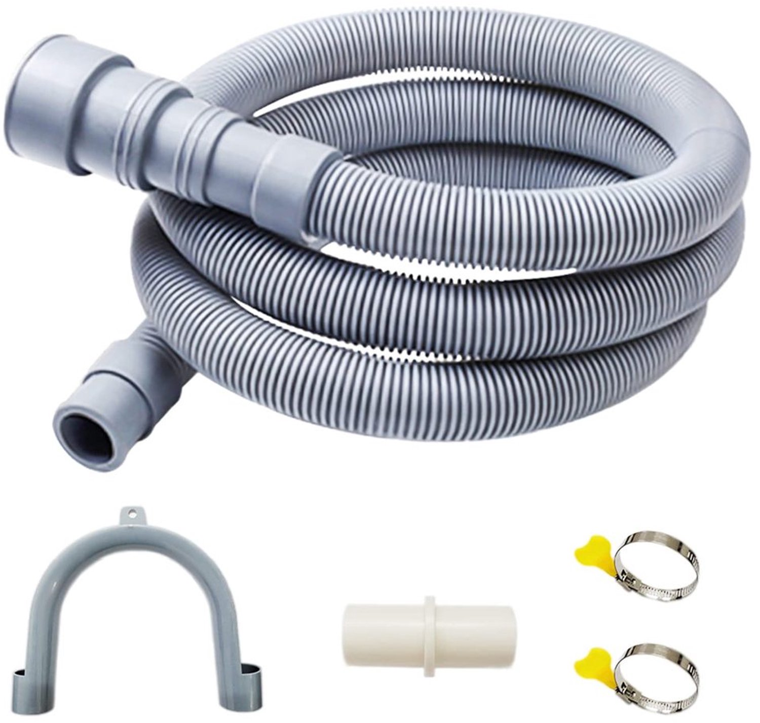 Flexibele Afvoer Slang Set - 3 Meter met Adapter - Voor Wasmachine - Inclusief Klemmen - Hoogwaardige Kwaliteit - Gemakkelijk te Installe...