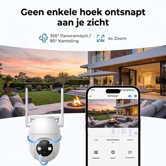 2 Stuks Konsoefuly Draadloze Beveiligingscamera 2K HD - Op zonne-energie werkend - Geen abonnement - Buitencamera met kleurennachtzicht - Bewakingscamera voor Buiten 360° PTZ - Beveiligingscamera Met WiFi en App — afbeelding 5