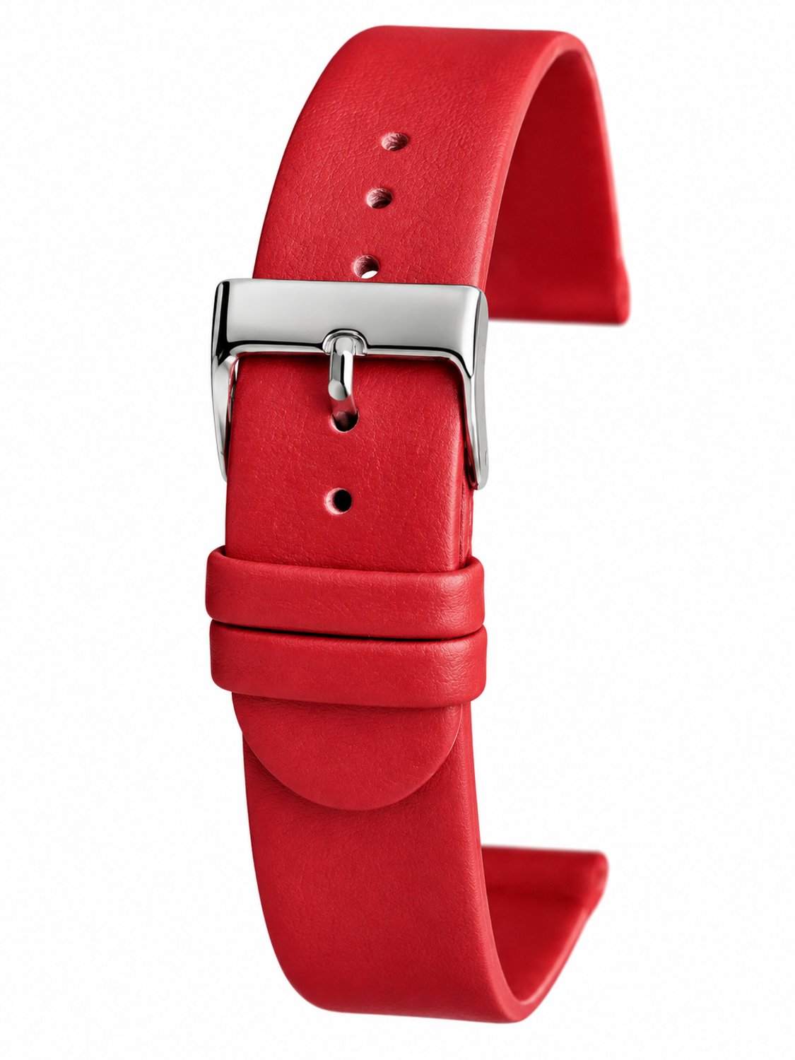 Horlogeband-horlogebandje-Rood-22mm-Echt Leer-Recht-Glad-Soepel-Zacht-Leer-22 mm