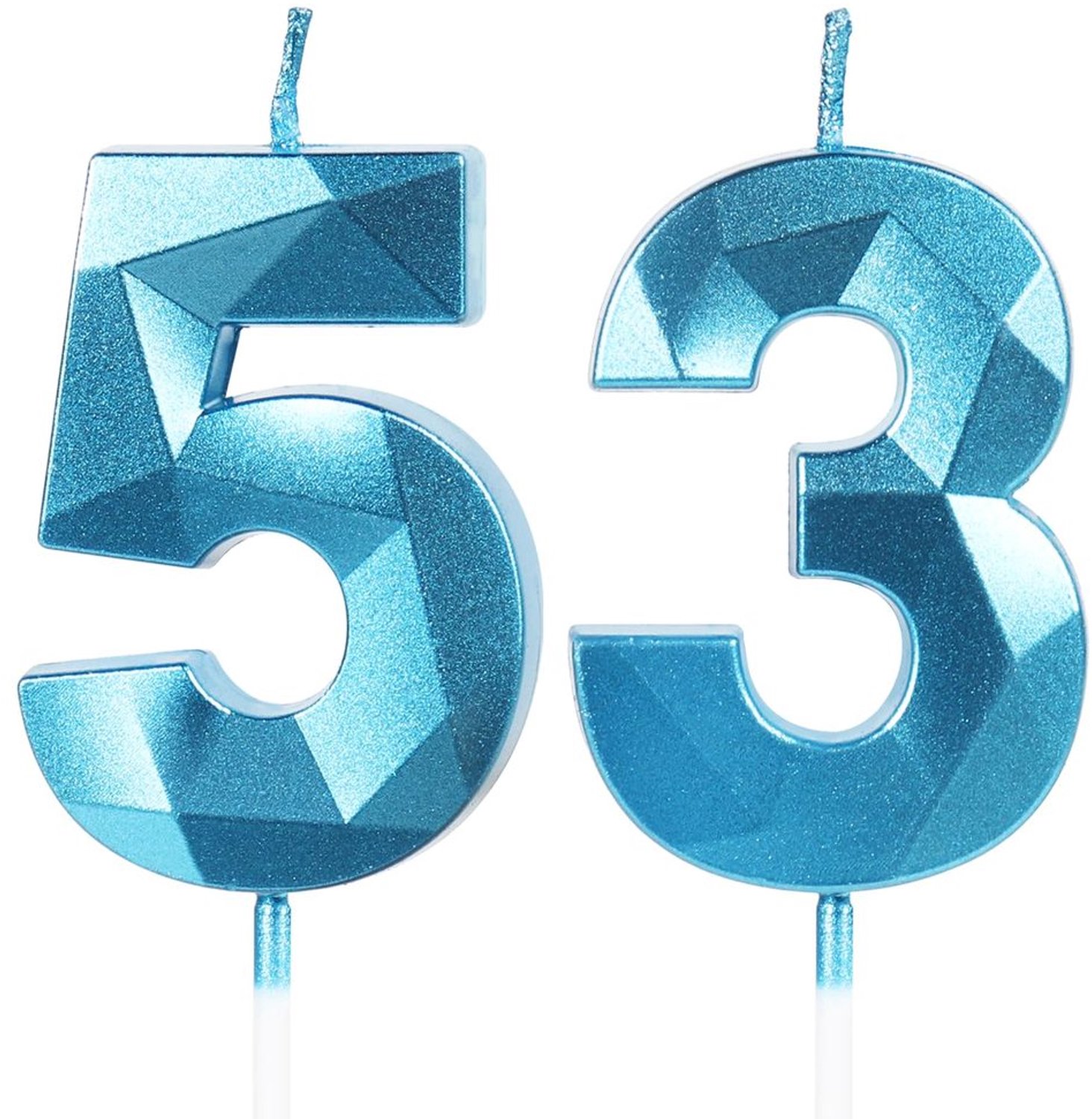 Verjaardagskaarsen Getal 53 Blauw 3D voor 53e Verjaardag