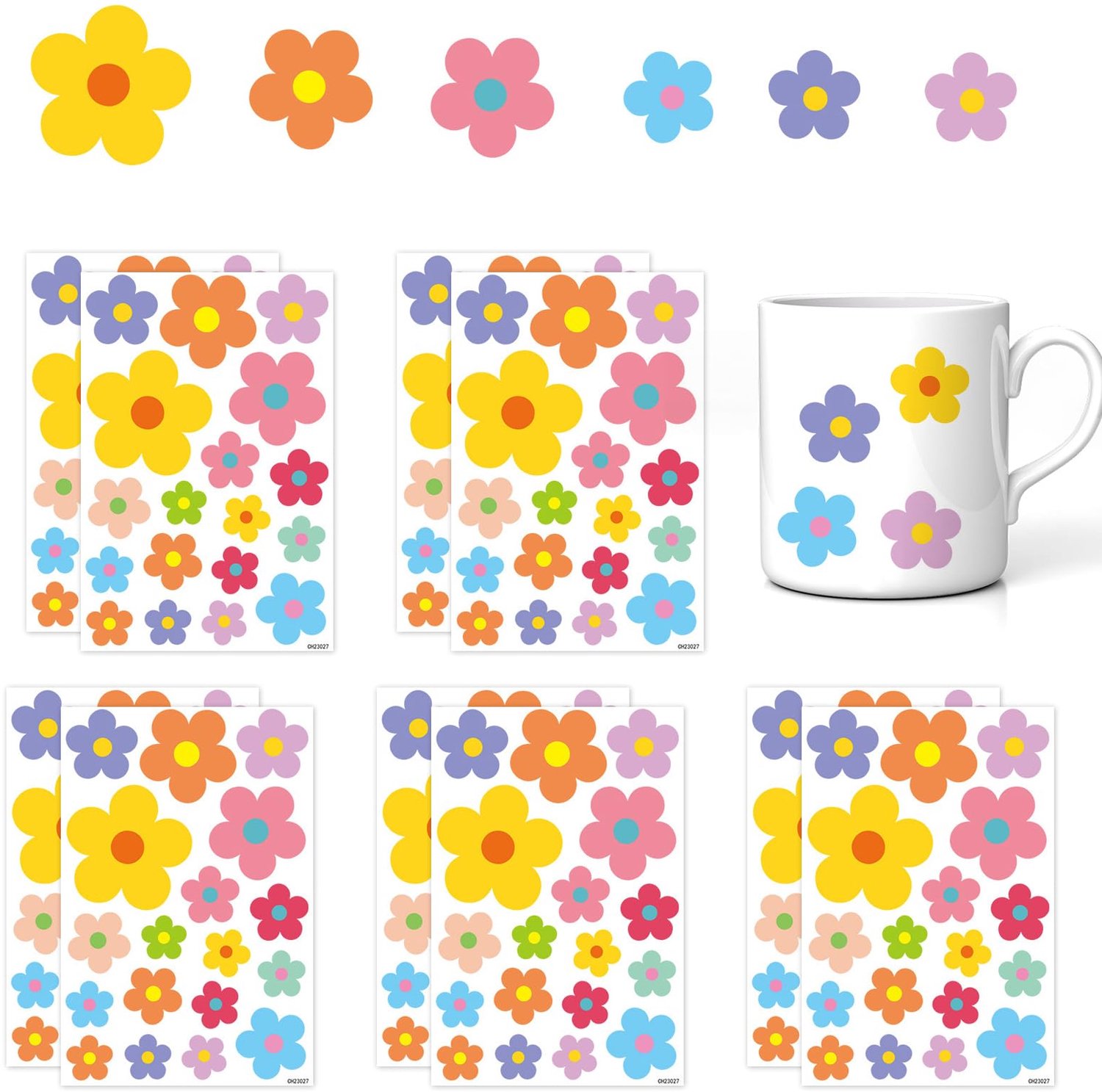 Set van 10 Bloemenstickers voor Decoratie