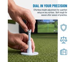 Pengrud Set van 3 verstelbare golftees van kunststof en rubber, in hoogte verstelbaar 5,3 - 7,4 cm, voor Driving Range Mat & Golf Simulator, onbreekba