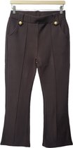 Elegante Thermo Flared Broek met Goudkleurige Knopen – Bruin - Maat L/XL 40-42