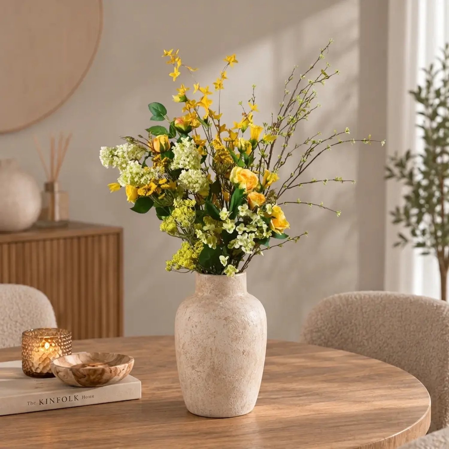 Decoratietakken Kunstbloemen boeket - Zonnestraal - 80 cm - Zijden bloemen - Onderhoudsvrij Groen