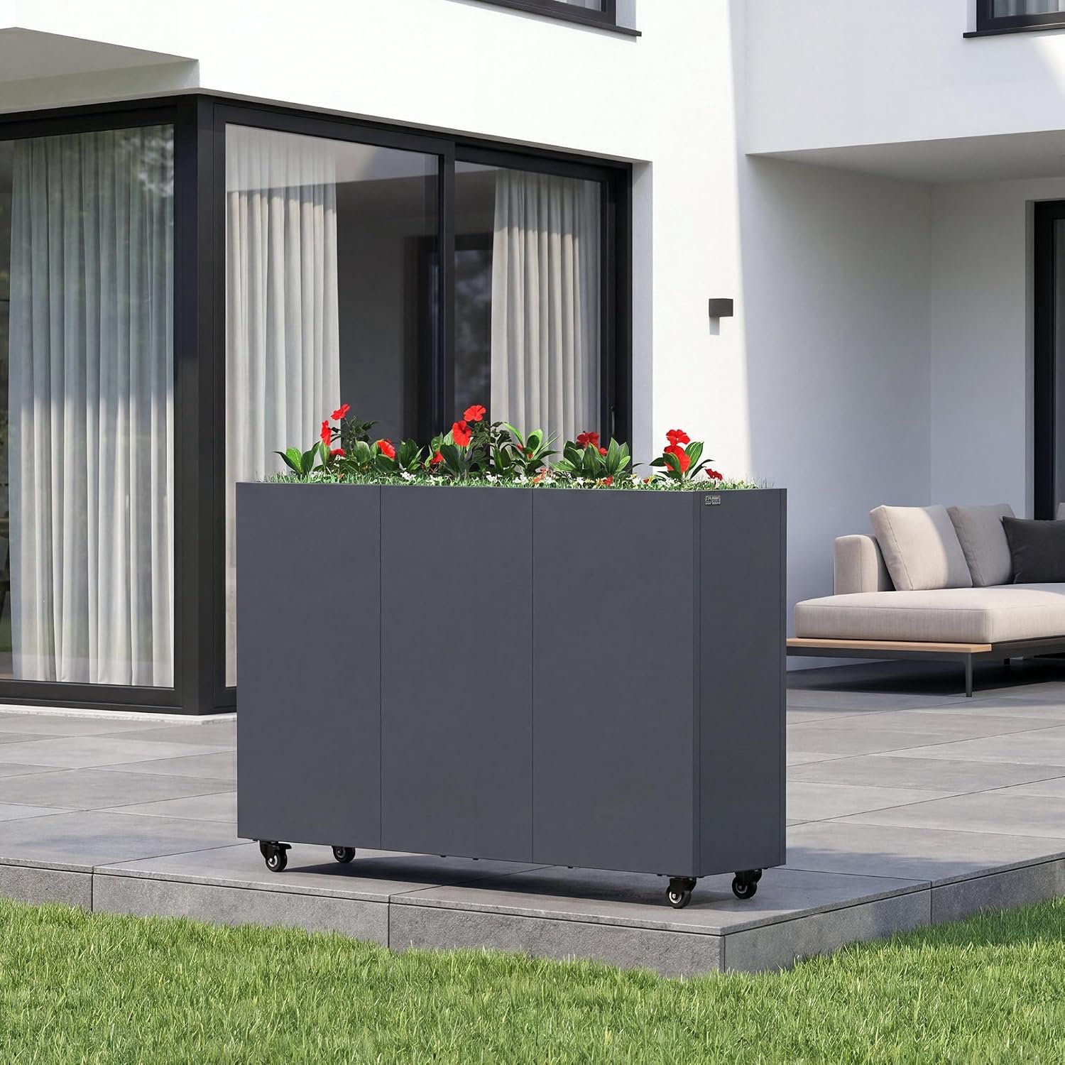 Luxe Verrijdbare Kweektafel en Verhoogde Plantenbak op Wielen 120x30x80 cm – Gepoedercoat Verzinkt Staal Moestuinbak met Aanpasbare Plantdiepte